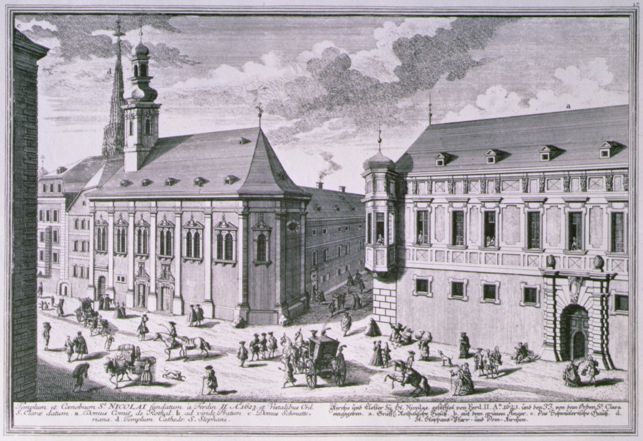 Utsikt over St. Nicholas-kirken, Wien av Salomon after Kleiner