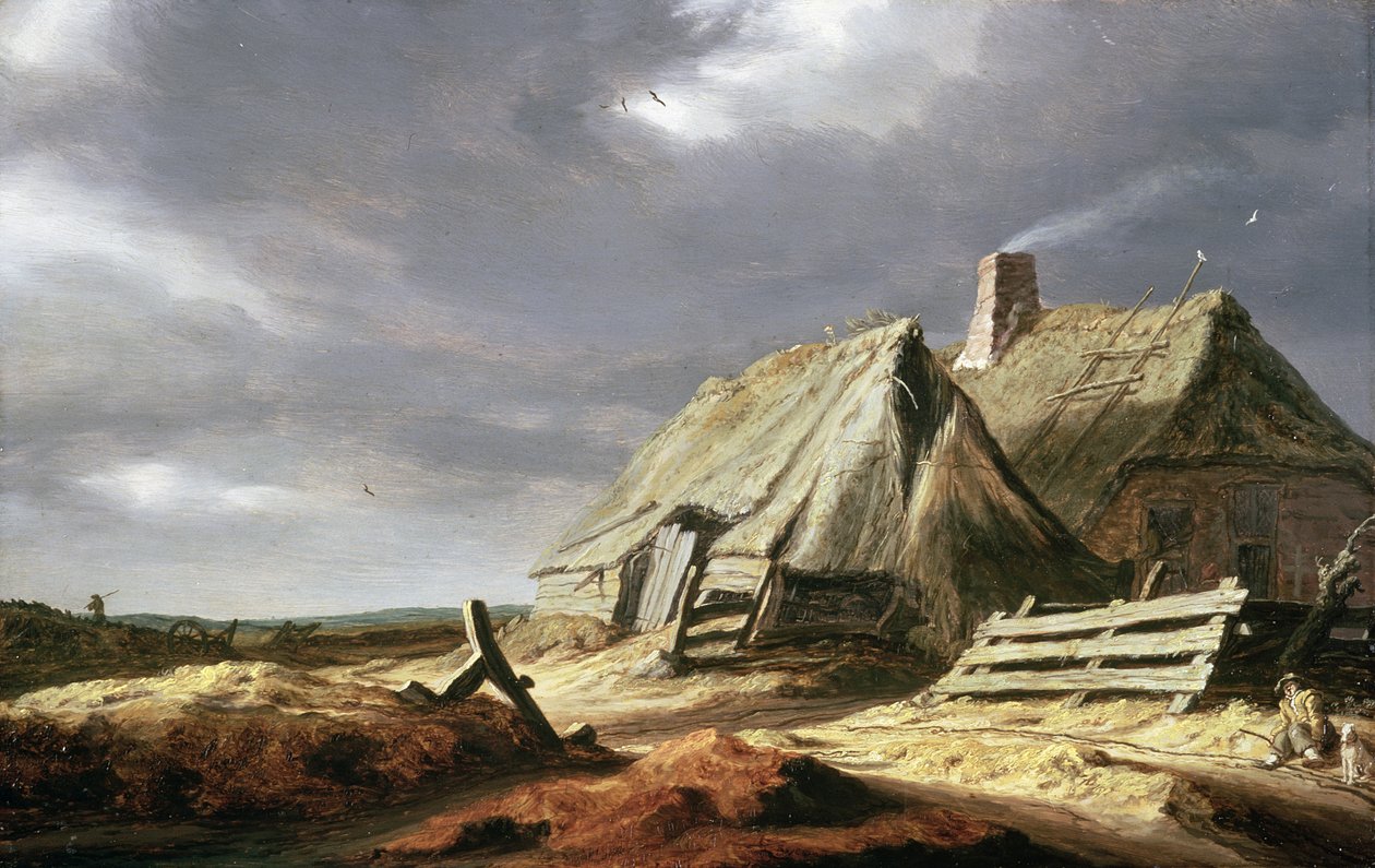 Gårdsbygninger i et landskap, ca. 1625-28 av Salomon van Ruisdael or Ruysdael