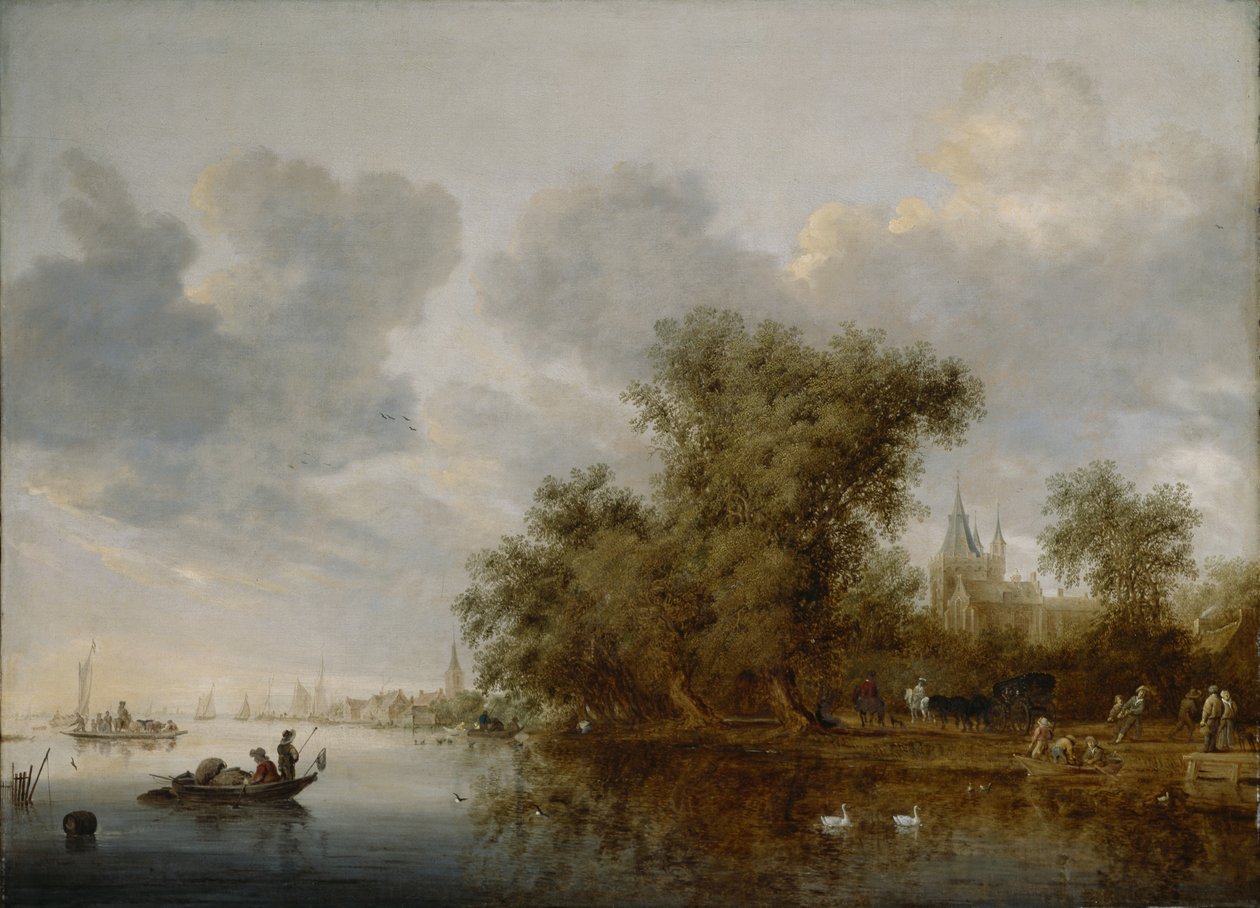 Elvelandskap, 1643 av Salomon van Ruisdael or Ruysdael