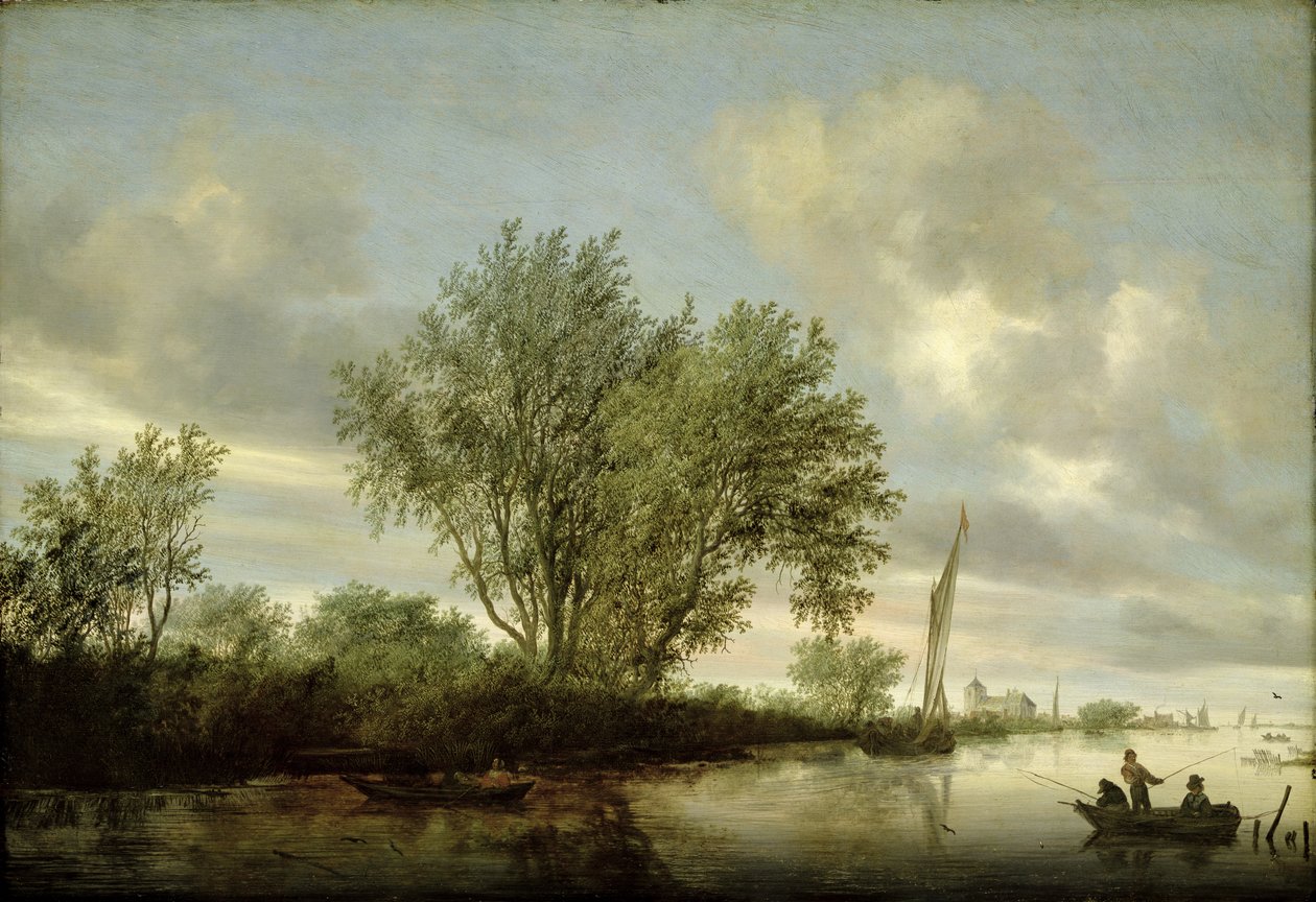 Elvelandskap, 1645 av Salomon van Ruisdael or Ruysdael