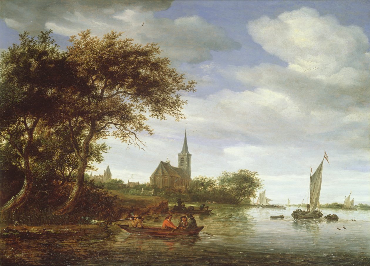 Elvescene, 1663 av Salomon van Ruisdael or Ruysdael
