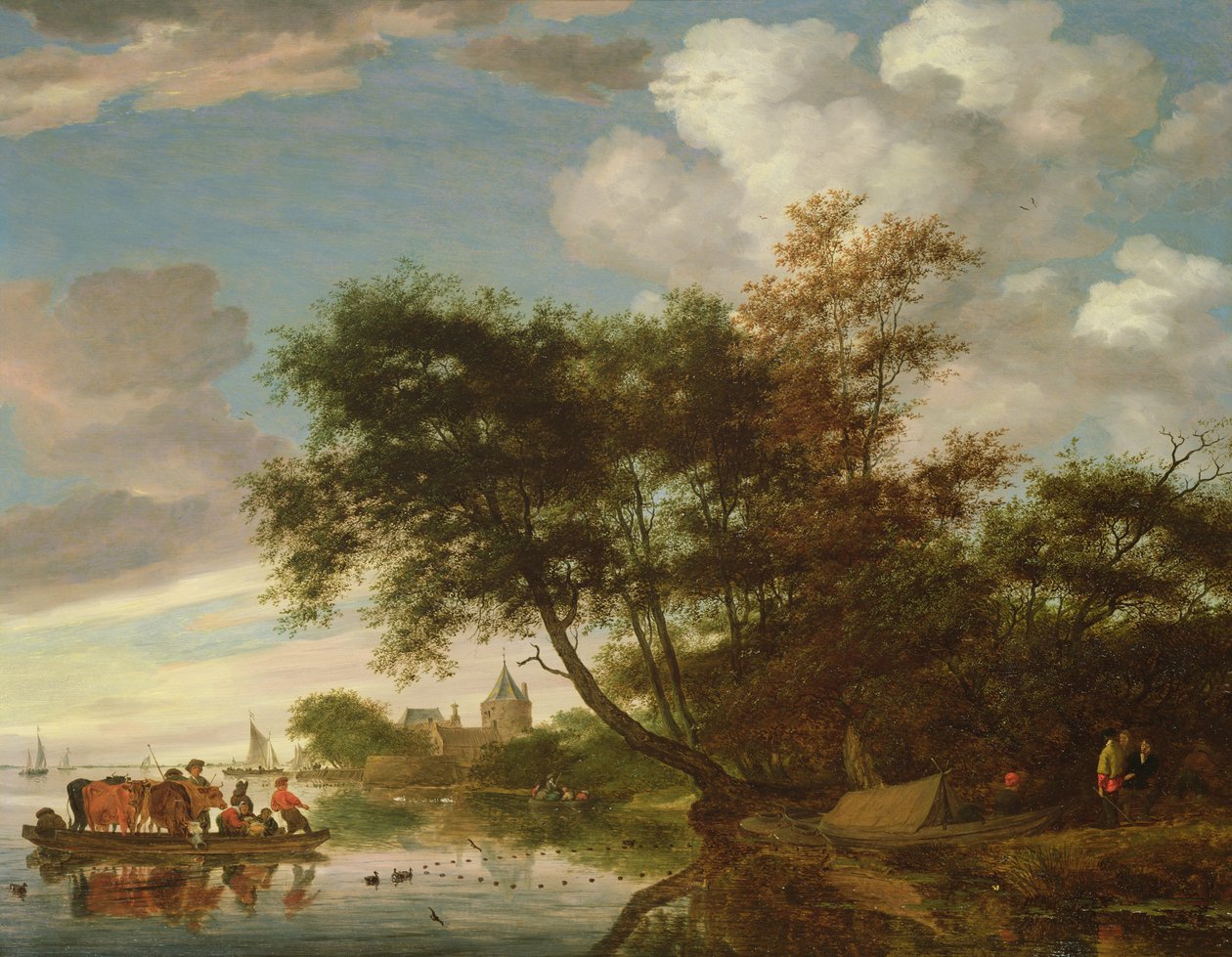Landlig elvelandskap av Salomon van Ruisdael or Ruysdael