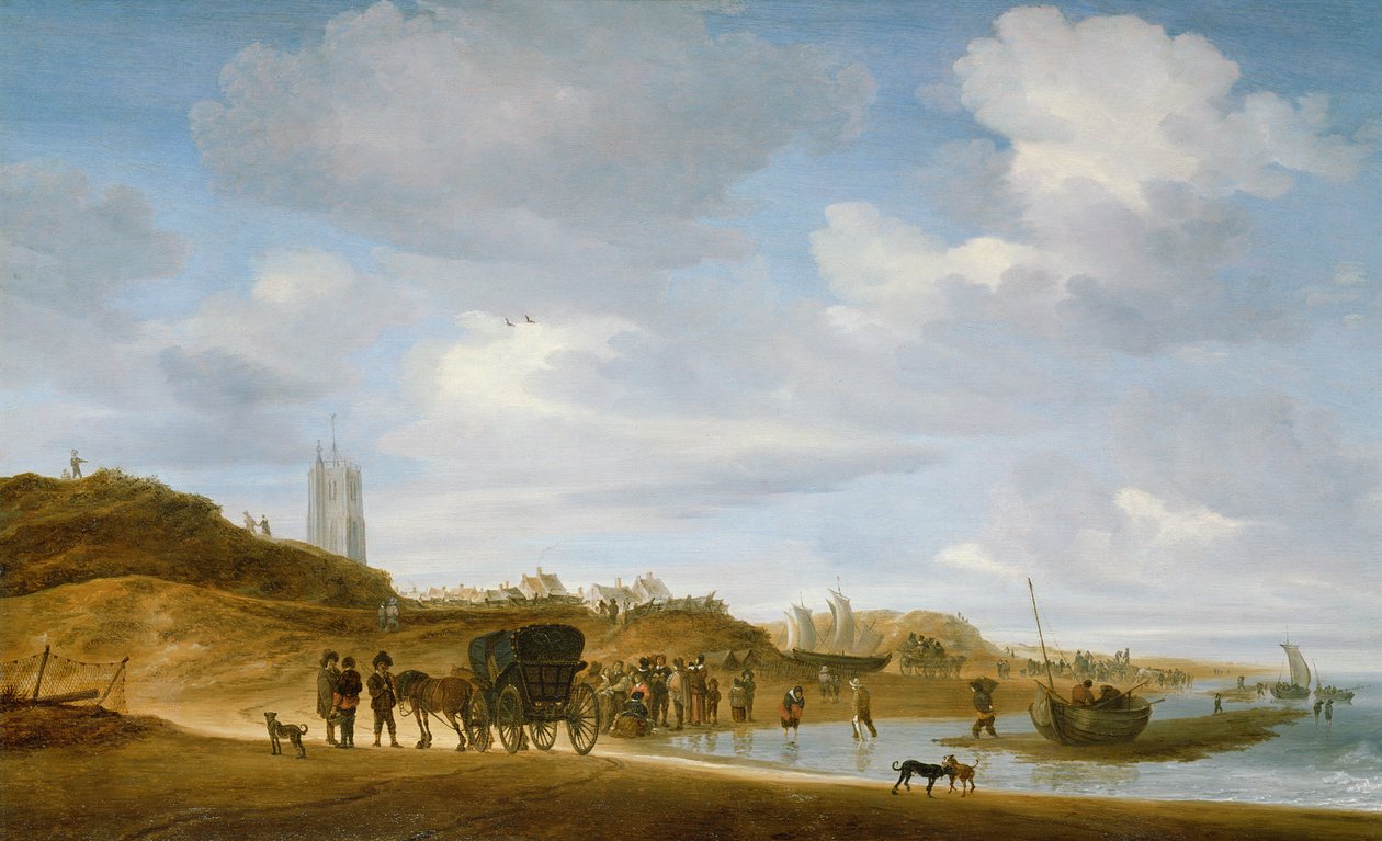 Stranden ved Egmond-an-Zee av Salomon van Ruisdael or Ruysdael