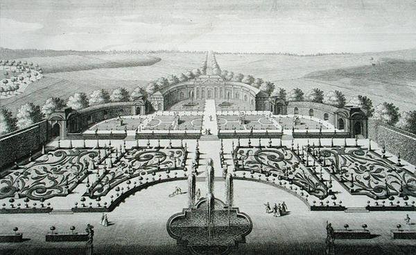 Utsikt over oransjeriet ved Geibach, gravert av Johann Georg Pintz (1697-1767/8) av Salomon (after) Kleiner