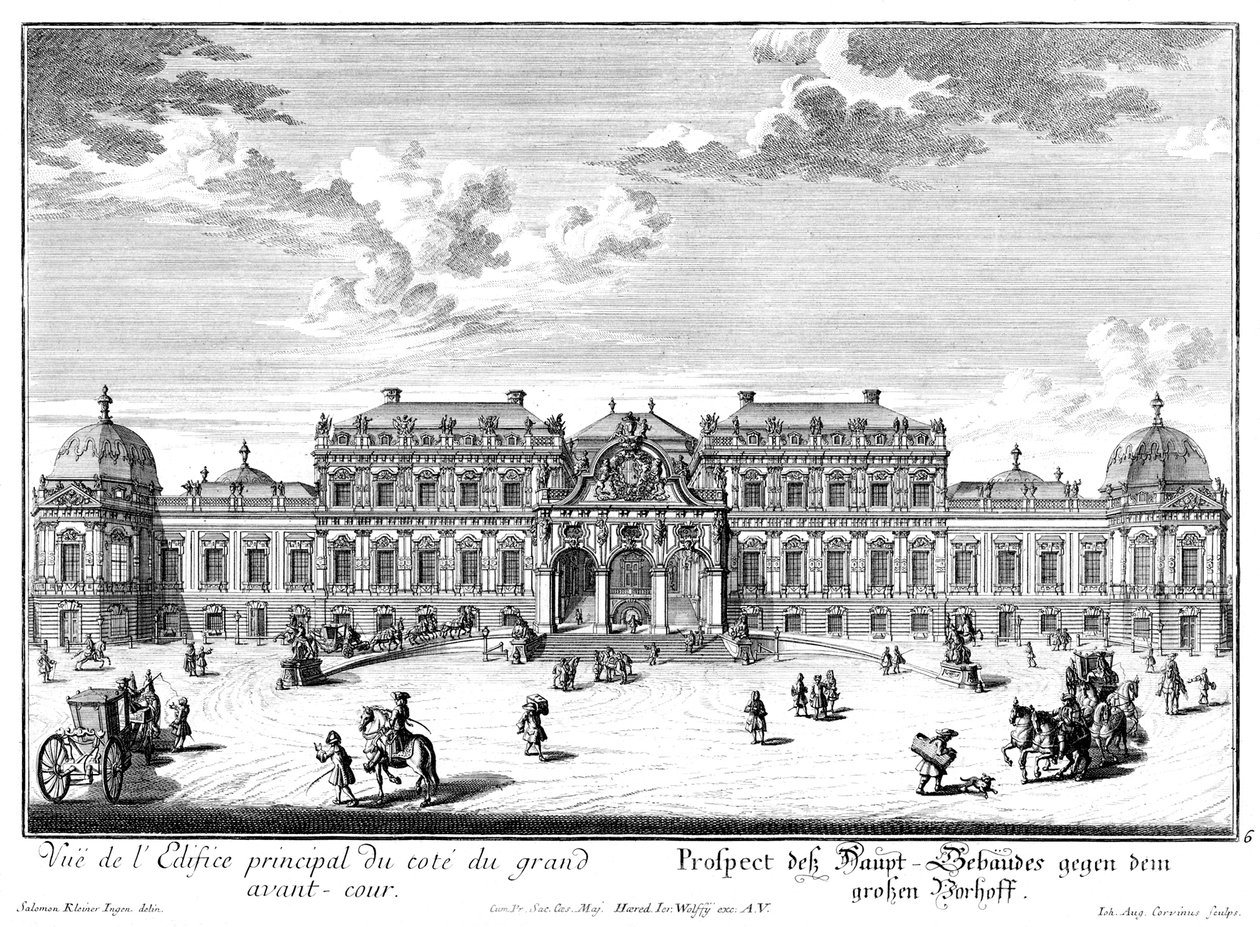 Hovedgårdsplassen foran det øvre slottet av Salomon Kleiner