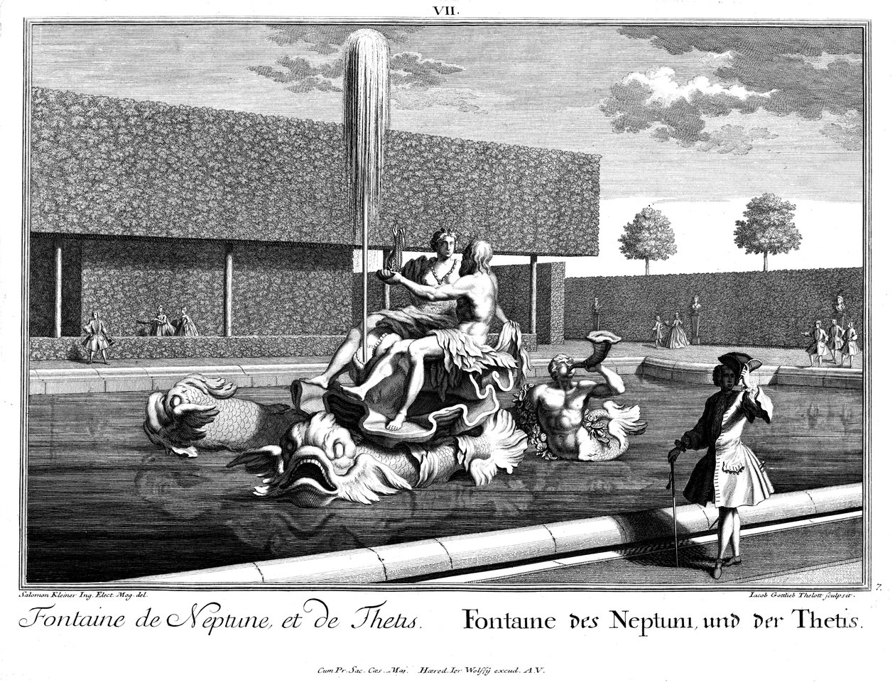 Prospekt av Neptun-fontenen og Thetis av Salomon Kleiner