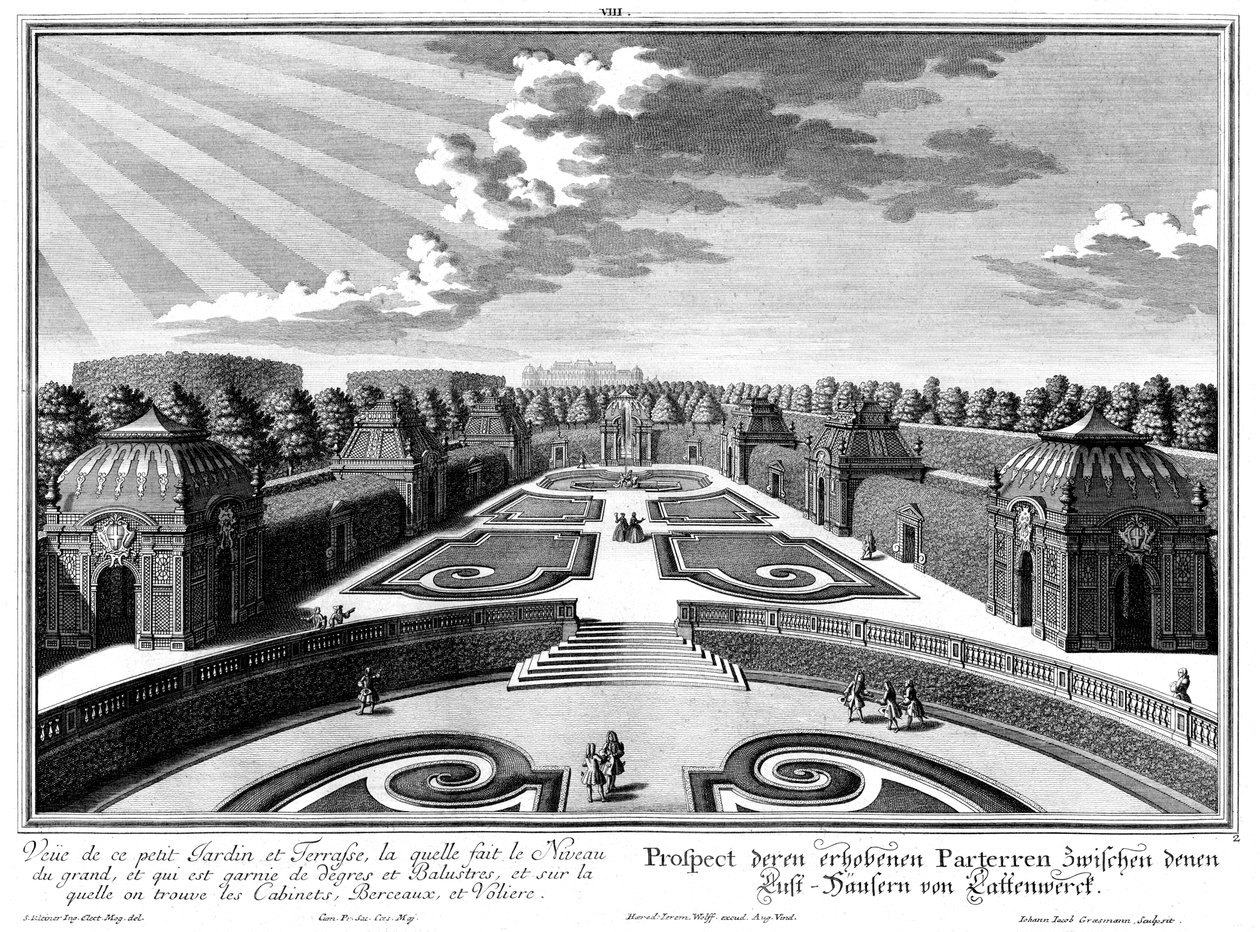 Prospekt for øvre parterre av "Small Garden" av Salomon Kleiner