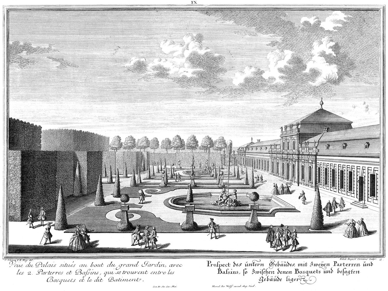 Prospekt av nedre borg med tilhørende hageparterre av Salomon Kleiner