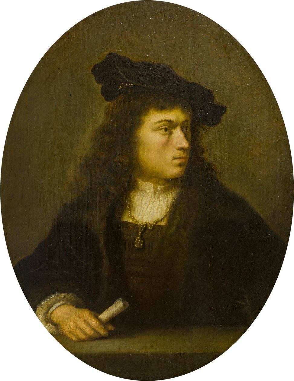 Portrett av en ukjent mann, ca. 1629-56 (olje på panel) av Salomon Koninck