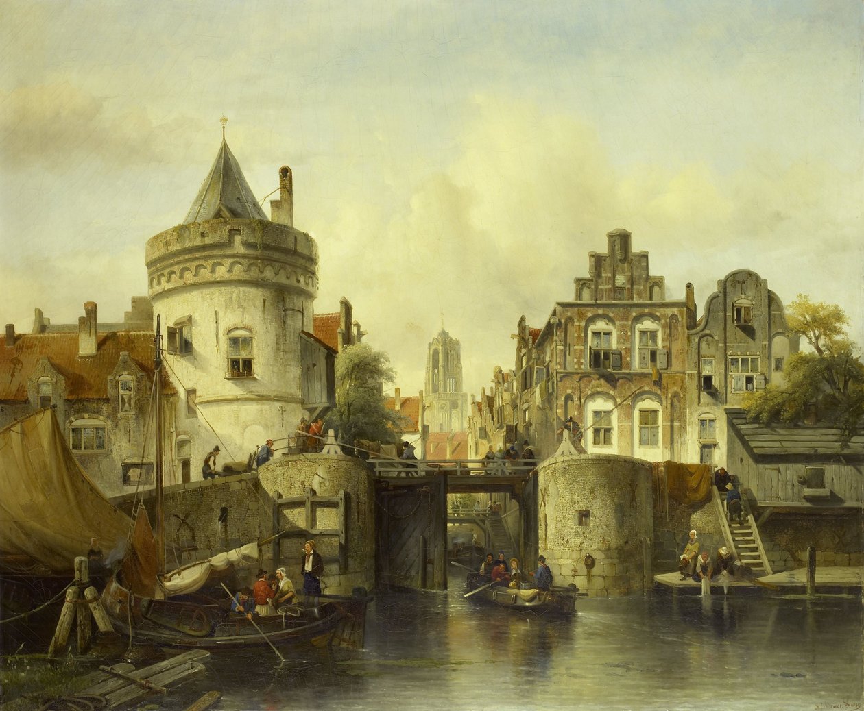 Imaginært syn basert på Kolksluis av Salomon Leonardus Verveer