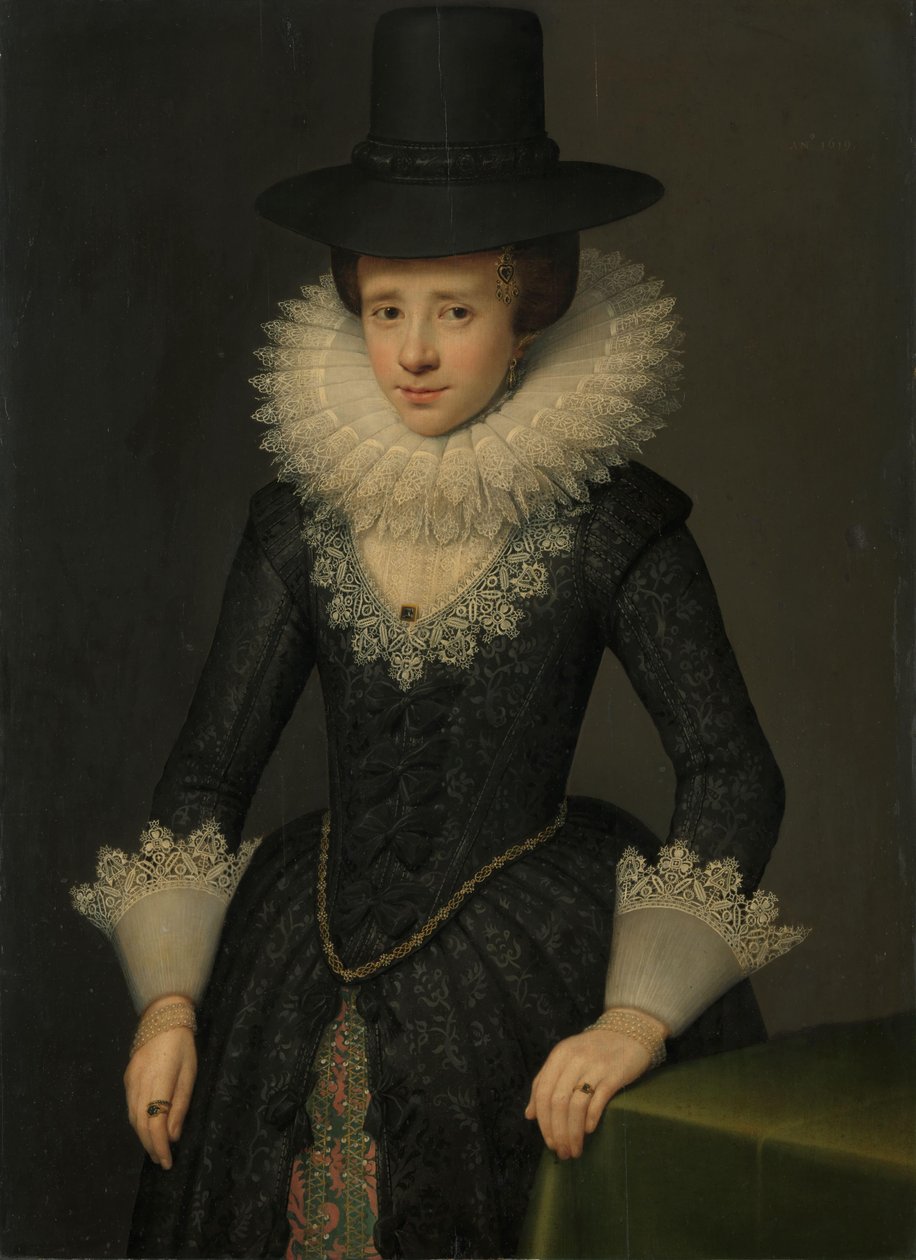 Portrett av Anna Boudaen Courten (1599-1622) av Salomon Mesdach (attributed to)
