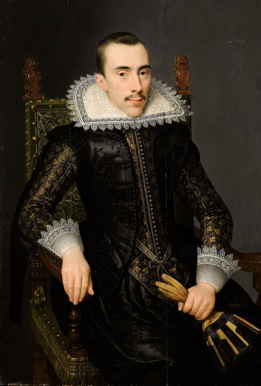 Portrett av en mann, muligens Walterus Fourmenois (1596-1653) av Salomon Mesdach (attributed to)