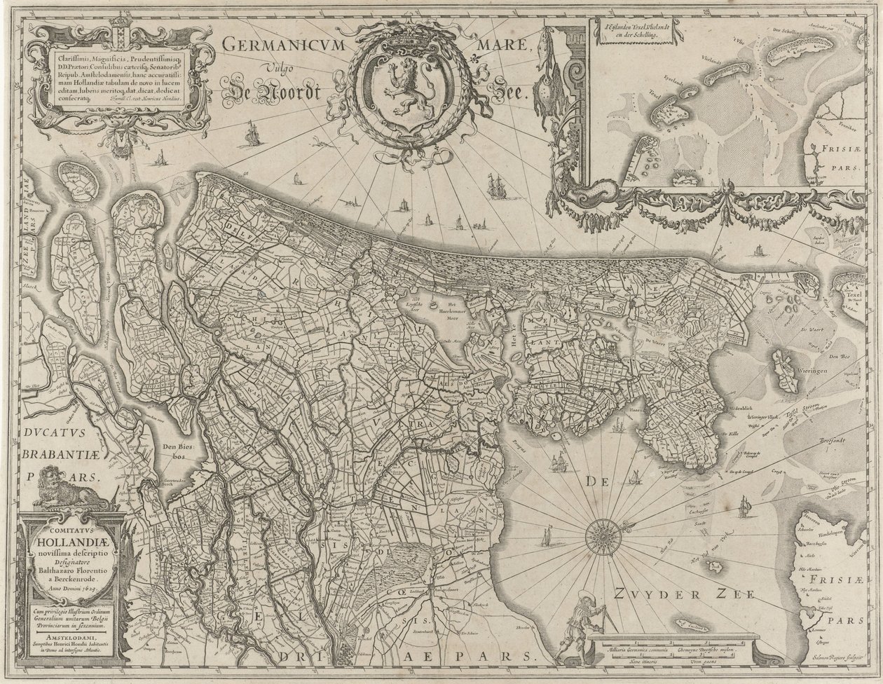 Topografisk kart over Holland Comitatus Hollandiae (tittel på objekt) av Salomon Rogiers