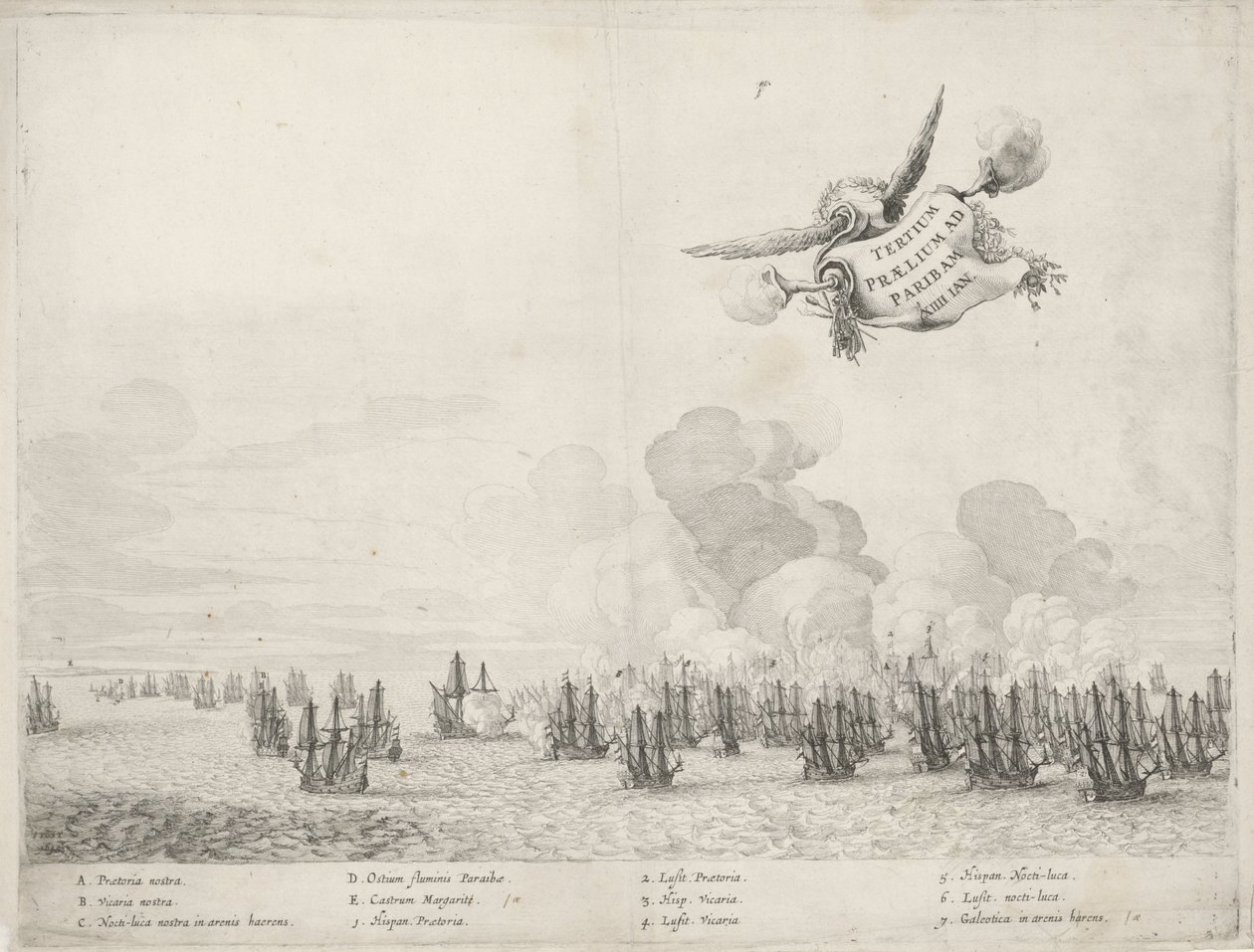 Tredje slag med den portugisiske flåten ved Paraiba, 1640 av Salomon Savery