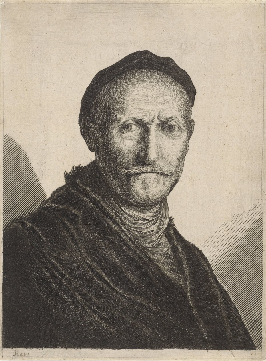 Portrett av en eldre mann med en beret på hodet av Salomon Savery