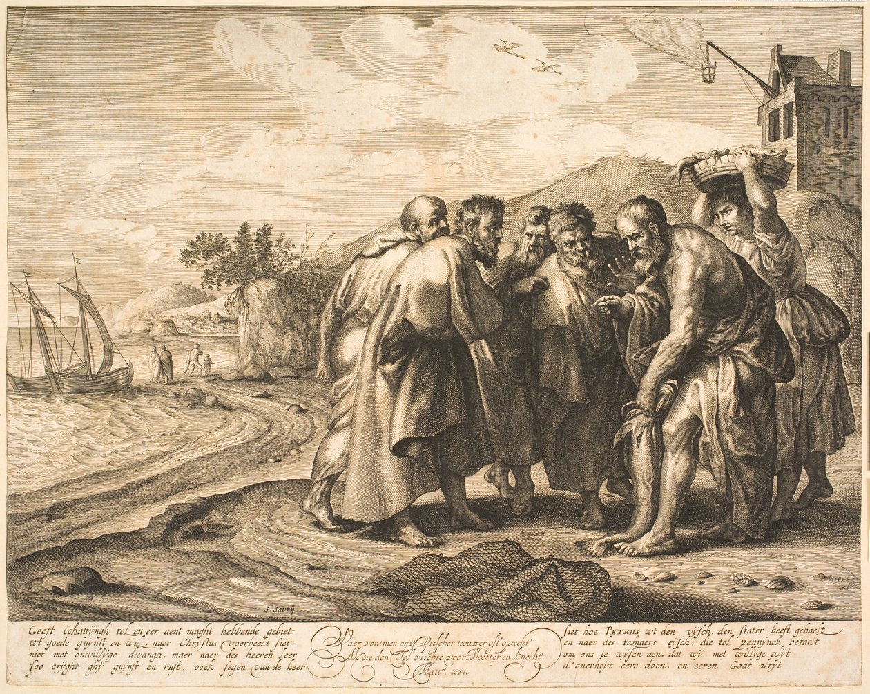 St Peter finner hyllestpengene i en fisk av Salomon Savery