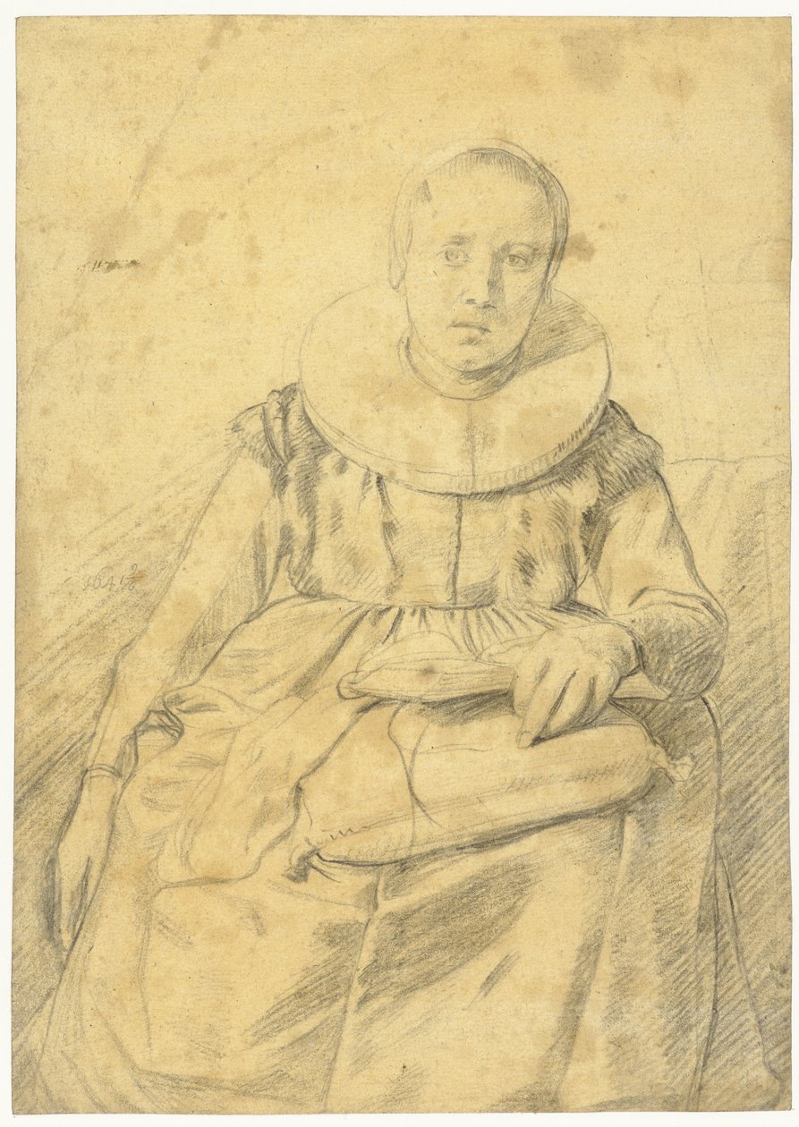 Portrett av en sittende kvinne med en stiv ruff av Salomon de Bray