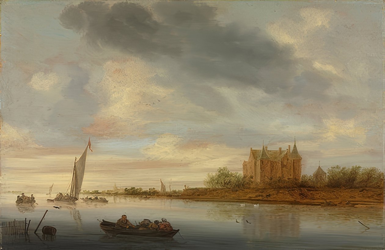 Slott ved en elv. 1644 av Salomon van Ruisdael or Ruysdael