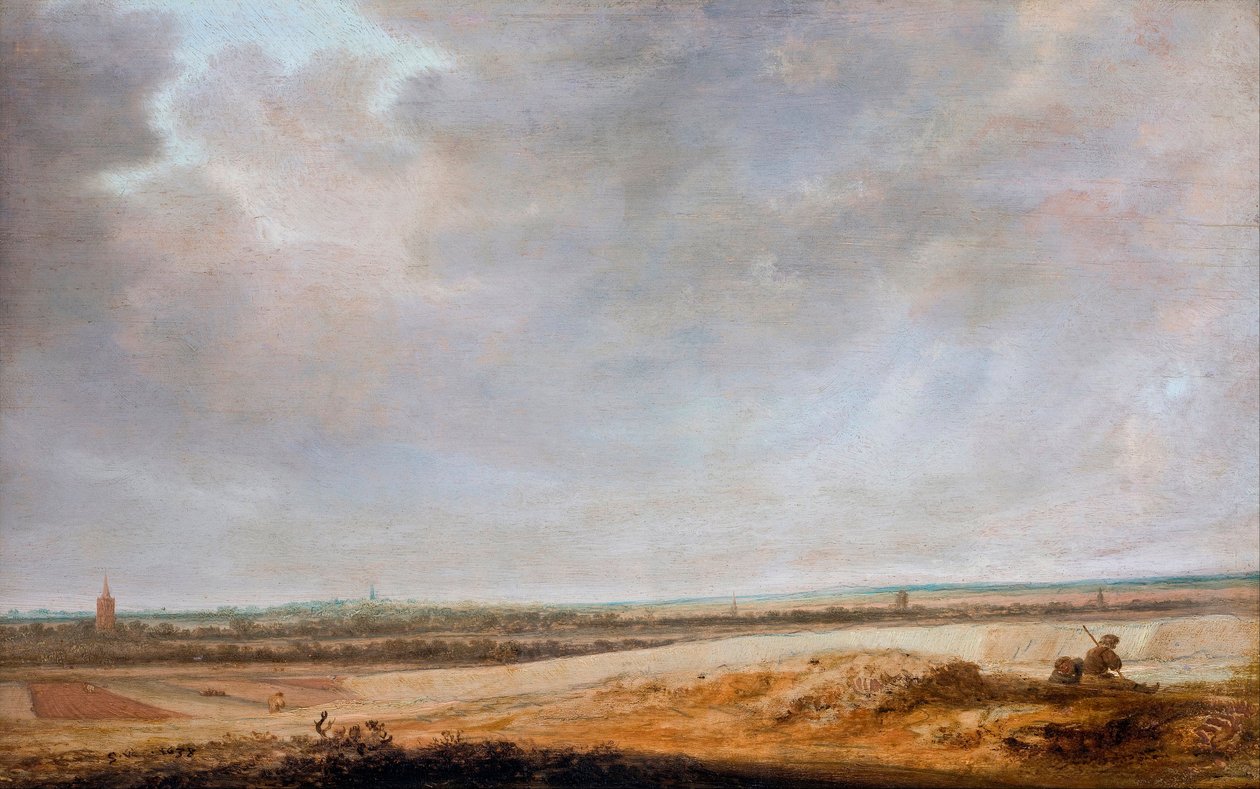 ""Landskap med kornåkre" Maleri av Salomon Jacobsz van Ruisdael (1600/3-1670) - 1638 - Olje på tre Dim 33,5x52,5 cm Hallwylska Museet, Stockholm av Salomon van Ruisdael or Ruysdael