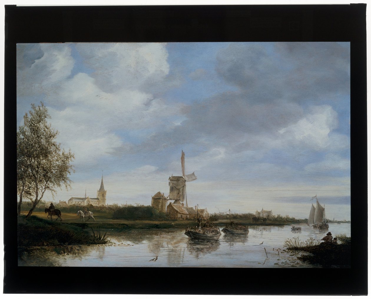 Elvelandskap med vindmølle av Salomon van Ruisdael or Ruysdael
