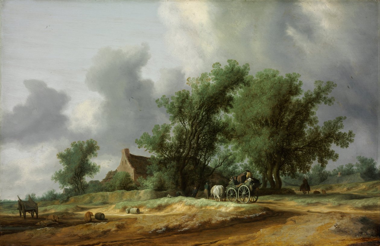 Vei i sanddynene med en vogn av Salomon van Ruisdael or Ruysdael