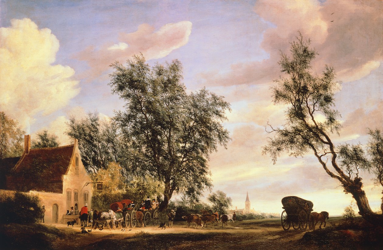 White Swan Inn, av Salomon van Ruysdael (ca. 1602-1670) av Salomon van Ruisdael or Ruysdael