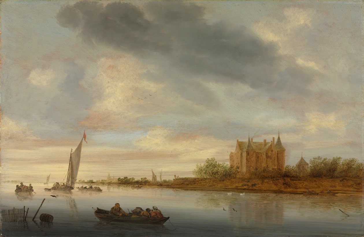 Slott ved en elv av Salomon van Ruysdael