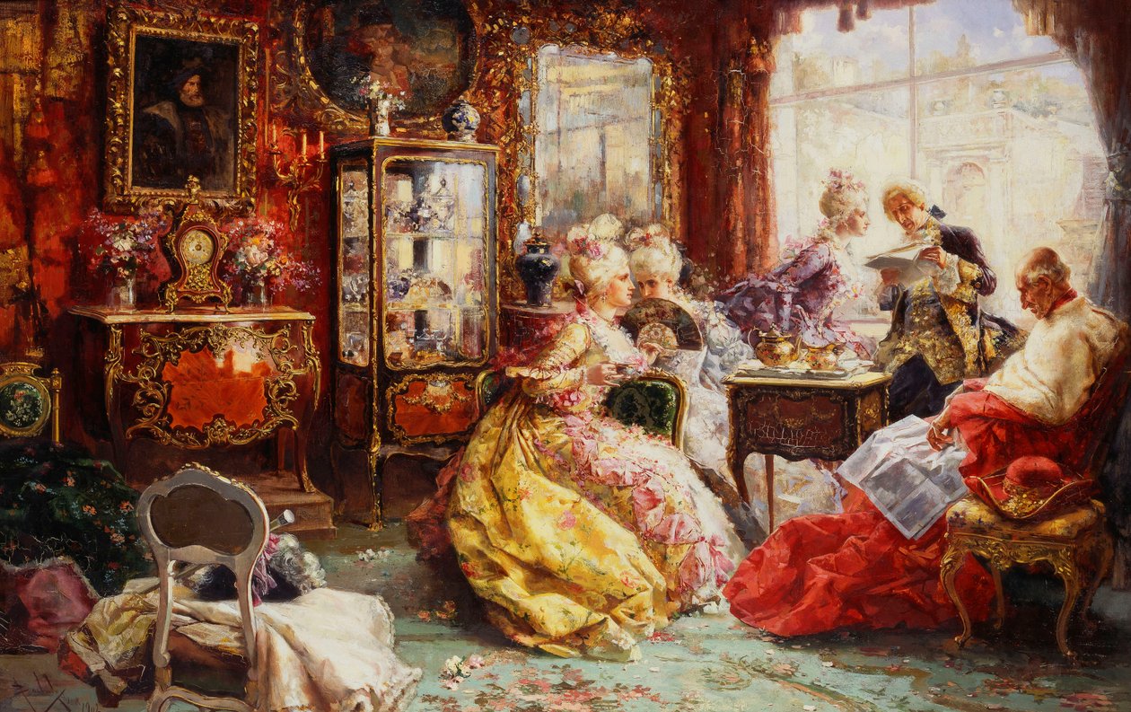 En ettermiddag i salongen, 1902 av Salvador Sanchez Barbudo
