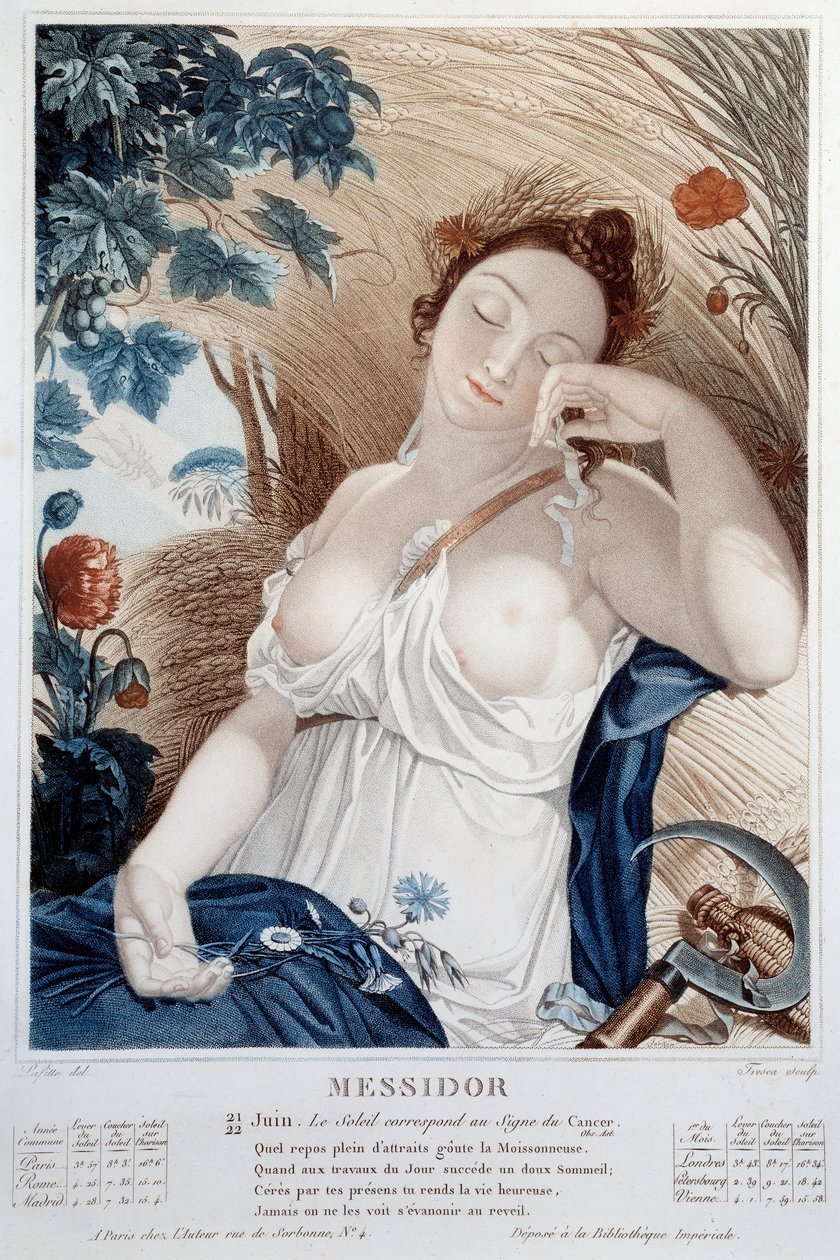 Revolusjonerende kalender for 21. og 22. juni: "" Messidor: The sun is at the sign of Cancer"" av Salvadore Tresca