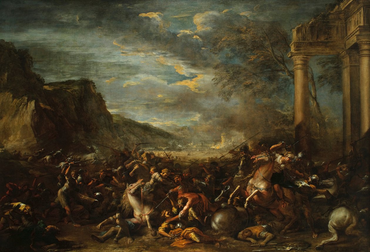 Et kavalerikamp av Salvator Rosa