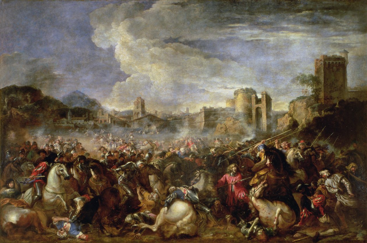 Kampscene av Salvator Rosa