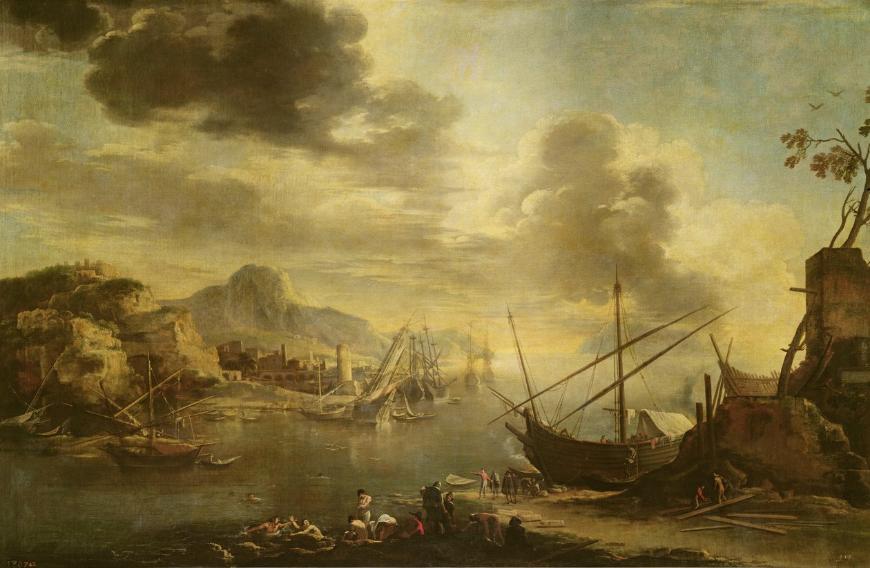Salernobukten, ca. 1640-45 av Salvator Rosa