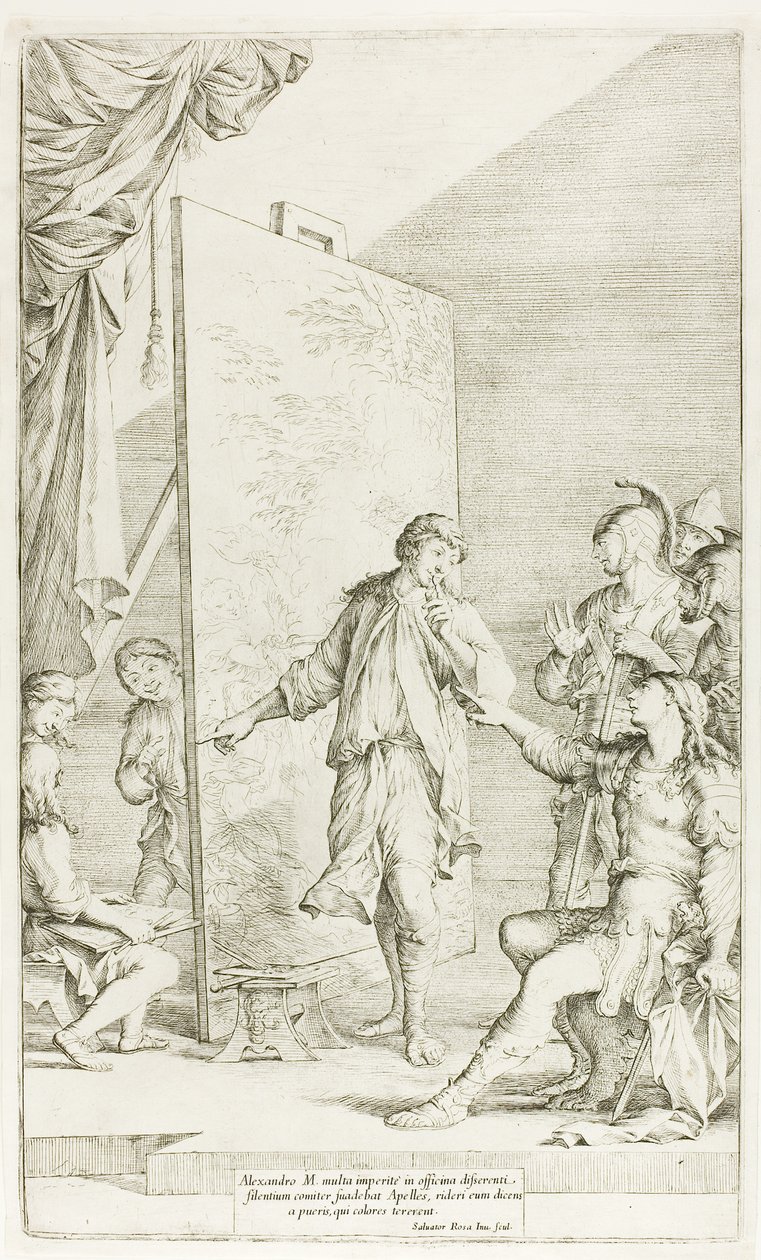 Alexander i studioet i Apelles av Salvator Rosa