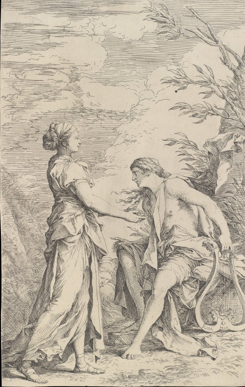 Apollo og den kumaiske sibyllen, ca. 1661. av Salvator Rosa