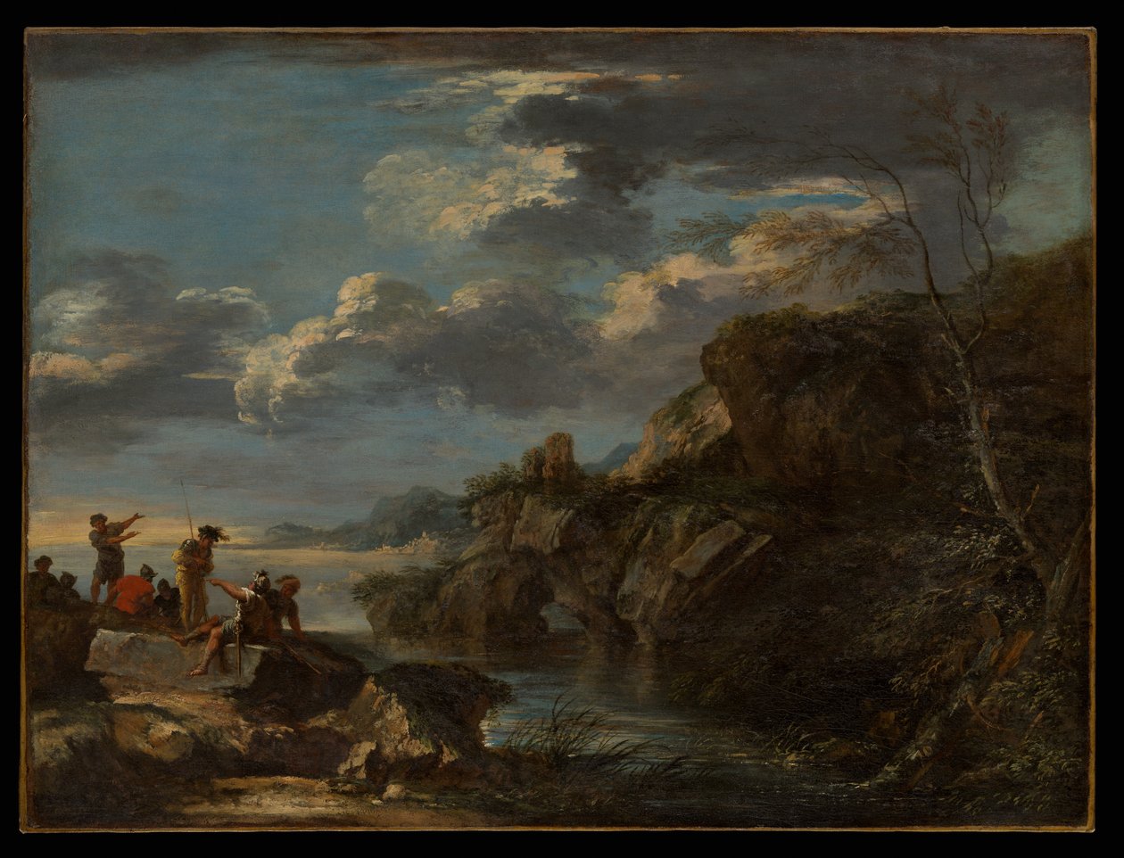 Banditter på en steinete kyst av Salvator Rosa