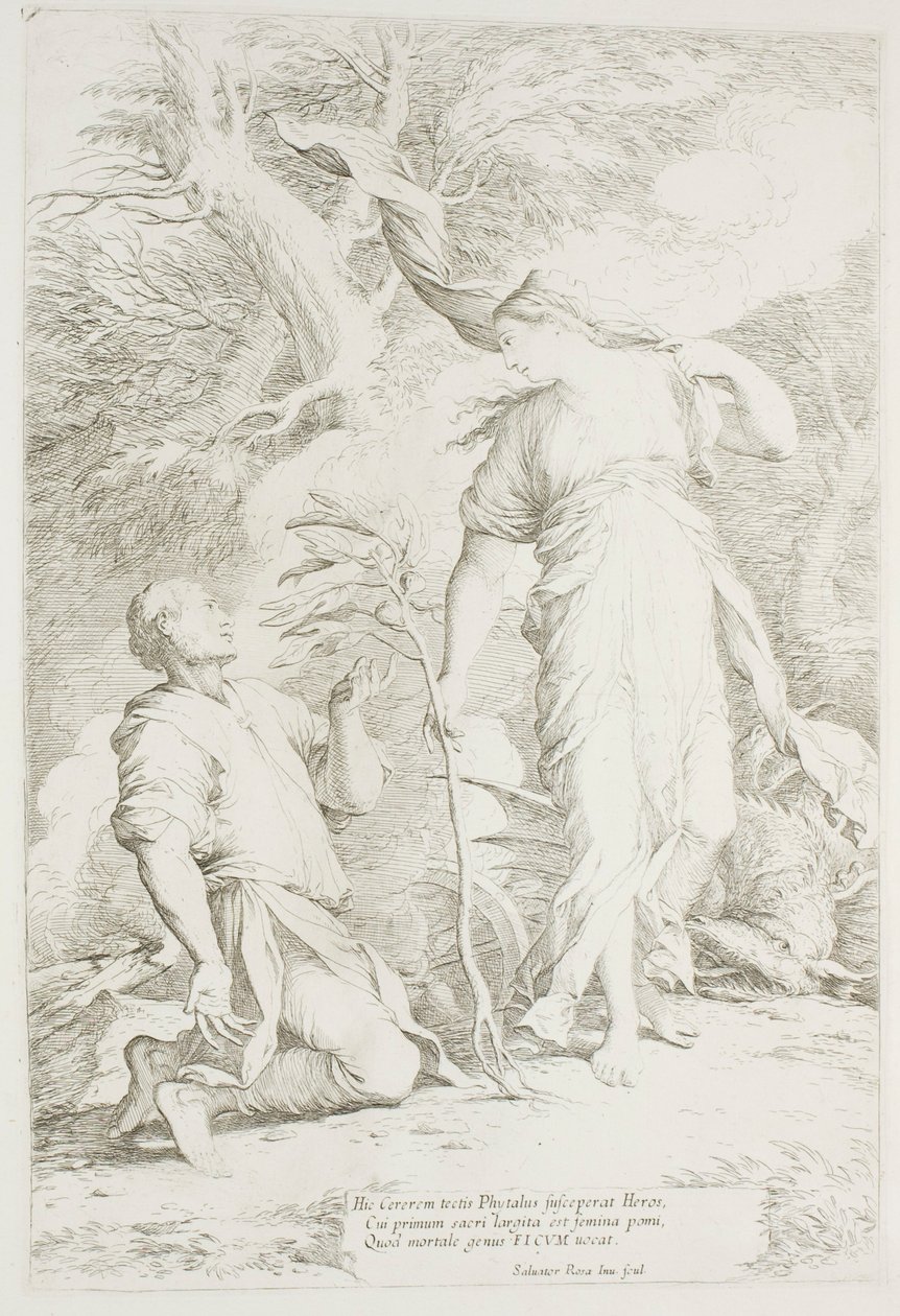 Ceres og Phytalus av Salvator Rosa
