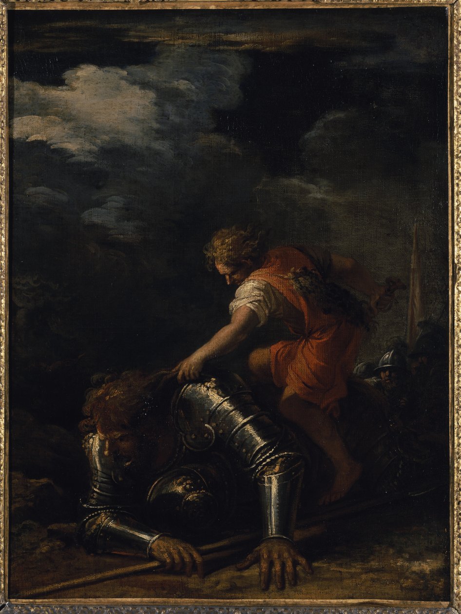 David og Goliat (olje på lerret) av Salvator Rosa