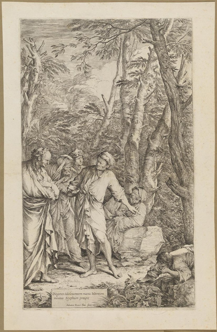 Diogenes kaster bollen sin av Salvator Rosa
