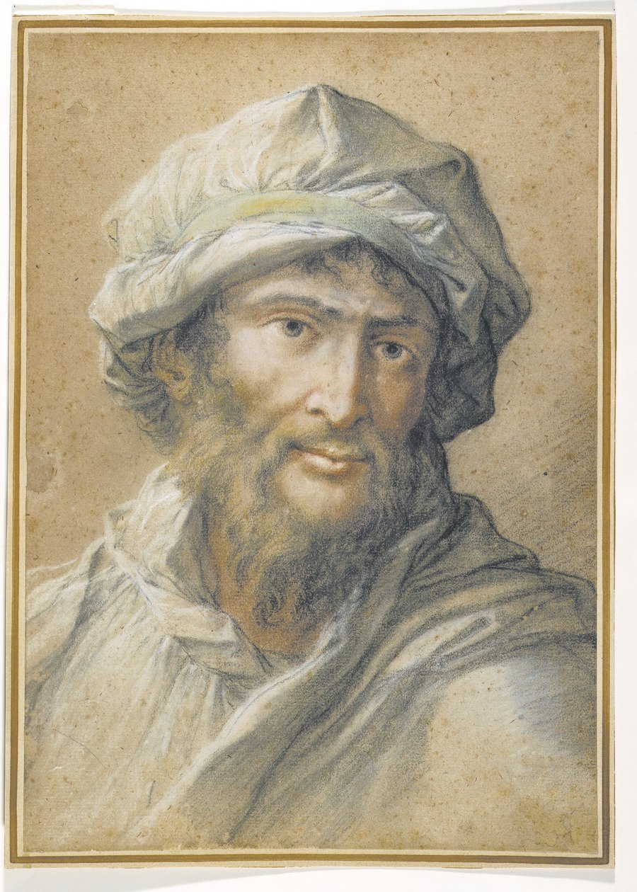 Hodet til en skjeggete mann med turban av Salvator Rosa