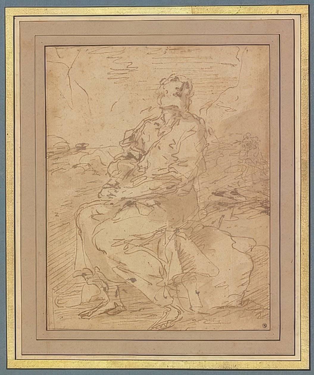 Saint Francis, utkast. 1649-60 av Salvator Rosa