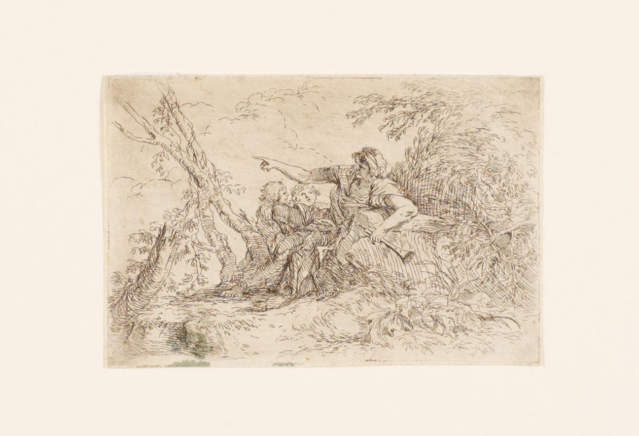 Hyrde og to barn i et landskap av Salvator Rosa