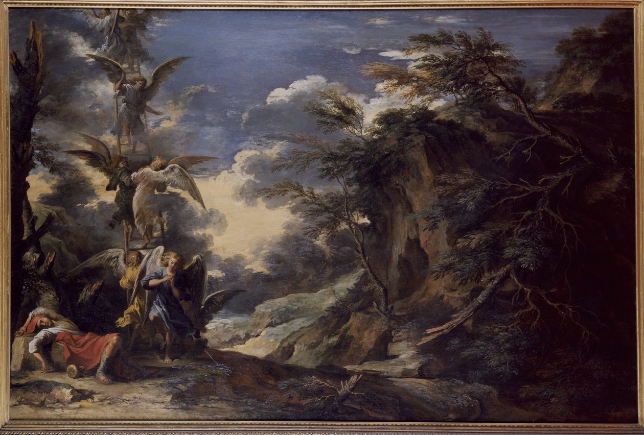 Jakobs drøm (olje på lerret) av Salvator Rosa