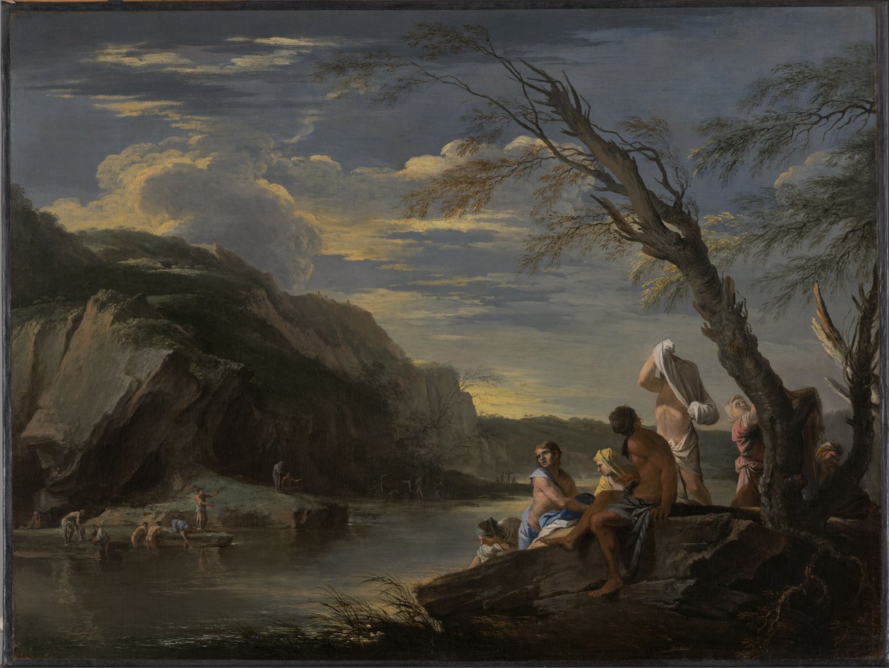 Landskap med badende av Salvator Rosa