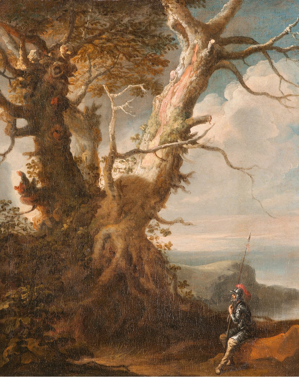 Landskap med helleberdier av Salvator Rosa