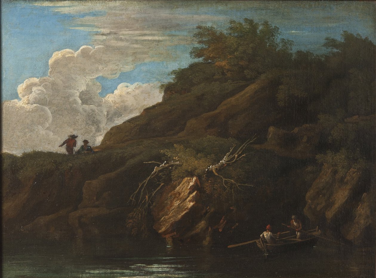 Landskap med vann av Salvator Rosa
