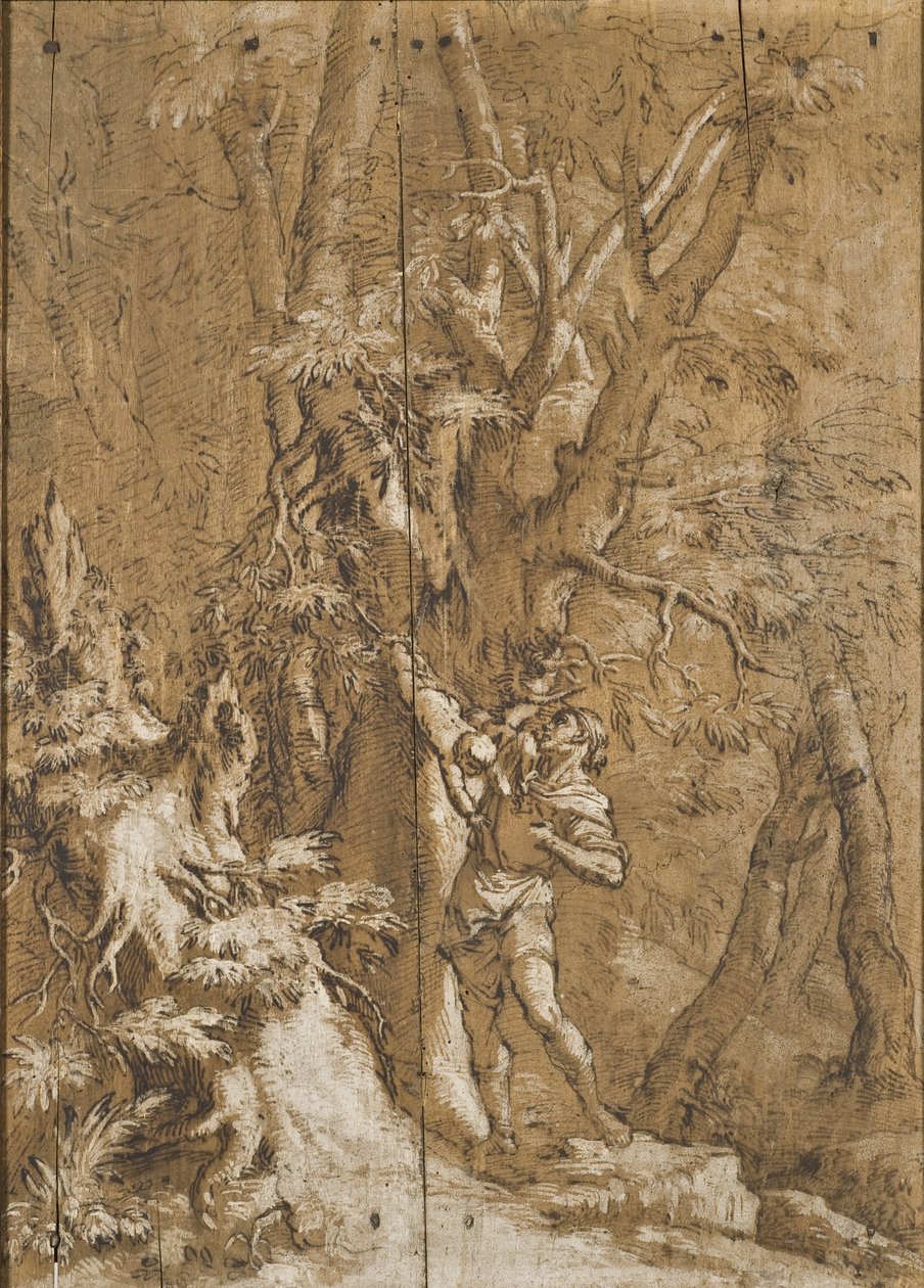 Oedipe abandonne - The Abandoned Oedipus, av Rosa, Salvatore (1615-1673). Olje på tre. Mål: 65x45 cm. Nationalmuseum Stockholm av Salvator Rosa