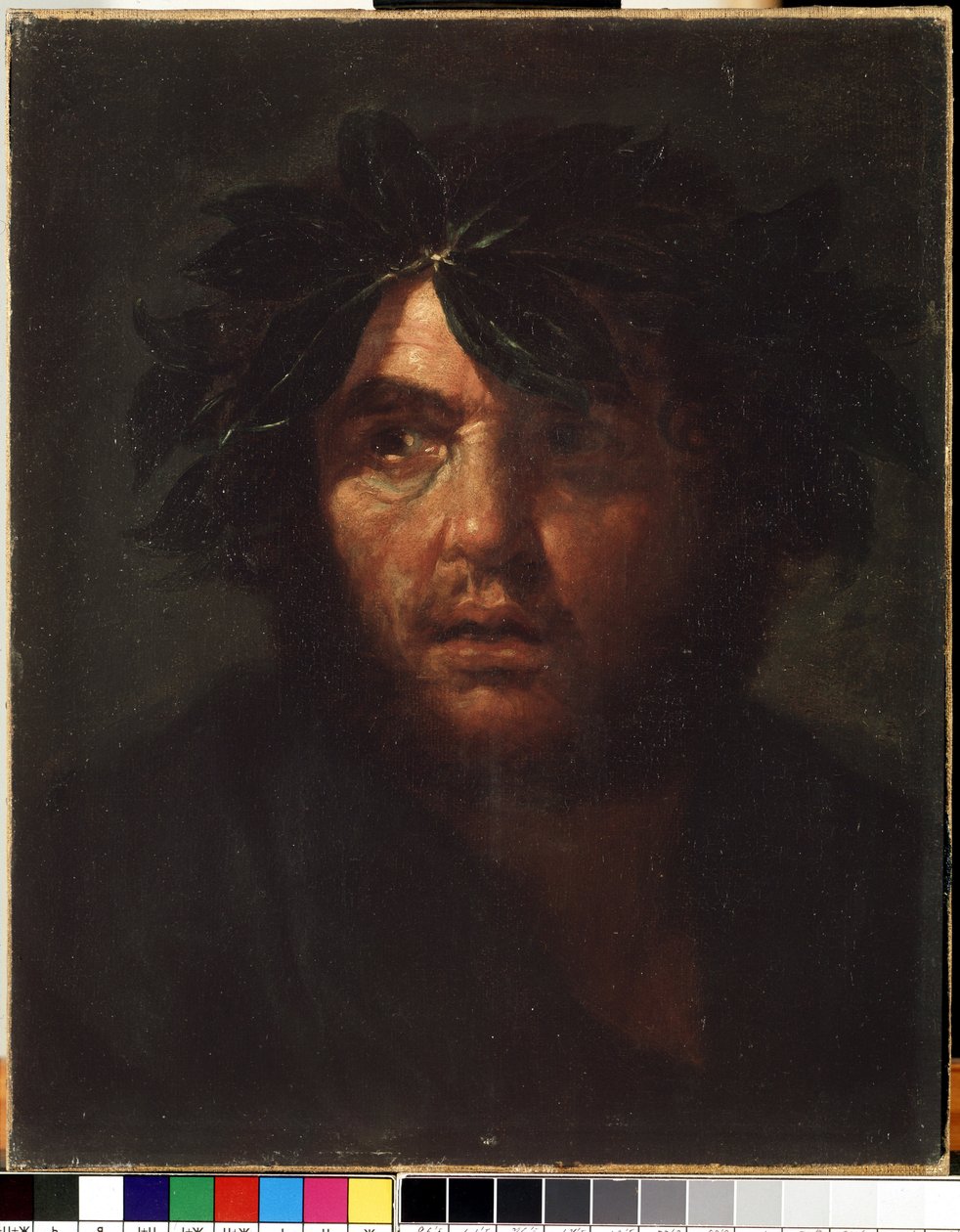 ""Portrett av en mann med en laurbærkrans"" Maleri av Salvator (Salvatore) Rosa (1615-1673) Statens M. Ciurlionis kunstmuseum, Kaunas av Salvator Rosa