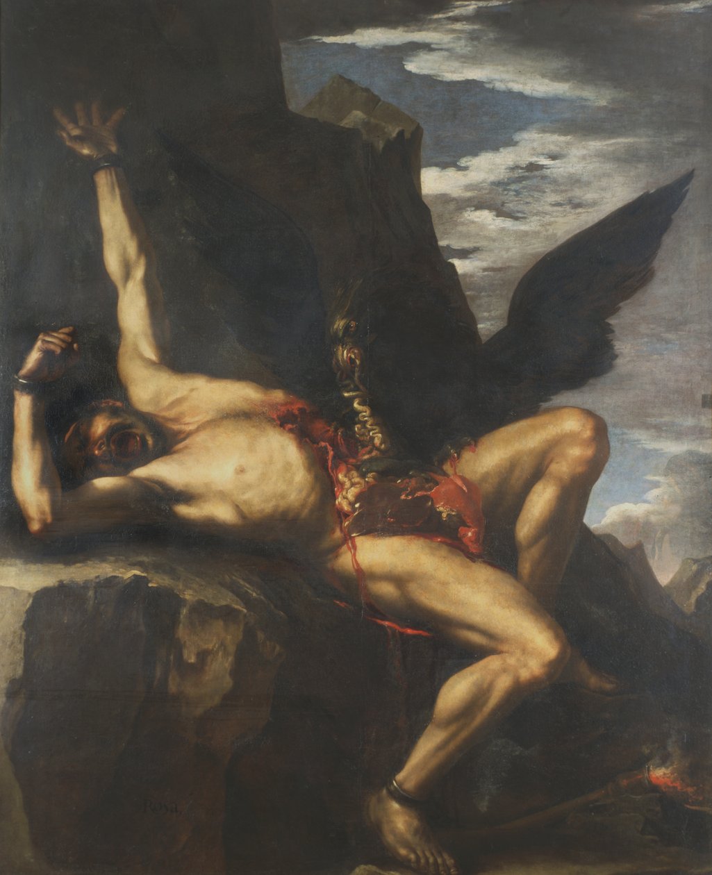 Prometheus og gribben av Salvator Rosa