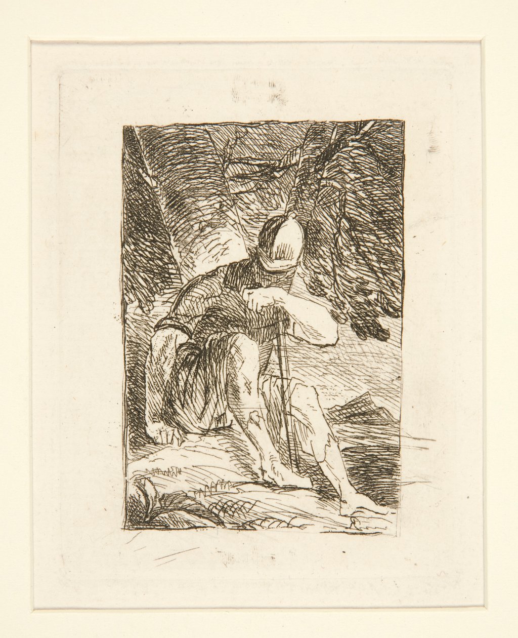 Sittende soldat av Salvator Rosa