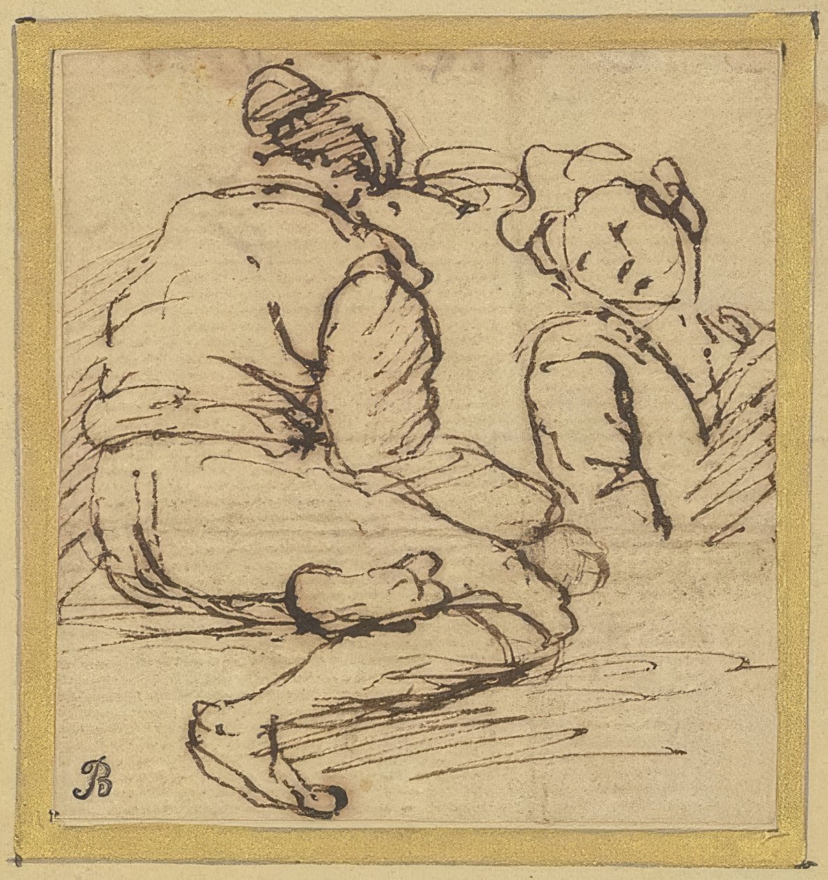 Sittende mann og halvfigur av Salvator Rosa